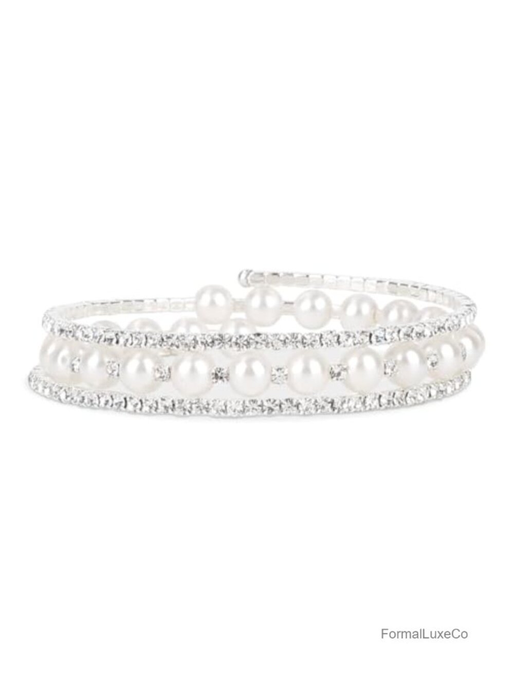 Multilayer Rhinestone Imitation Pearl Stretchy Cuff Bracelet Stackable Wedding